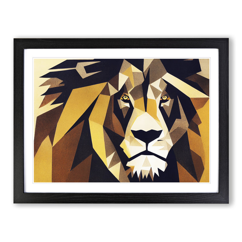 The Delicious Abstract Lion - Single Picture Frame Print, Black, 46cm H x 64cm W