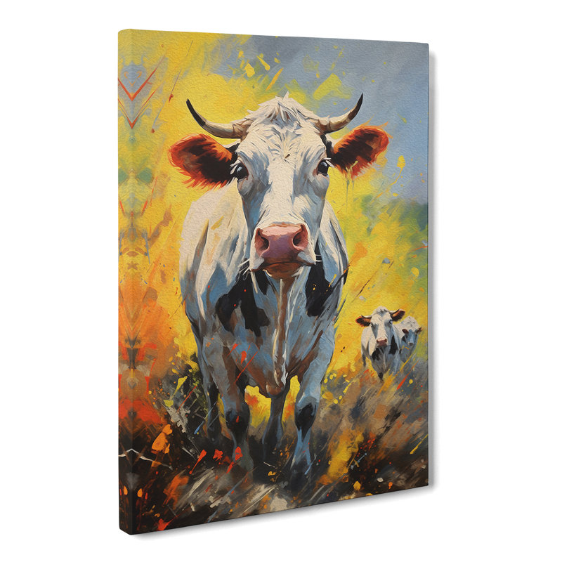 Cow Action Painting - Wrapped Canvas, 50cm H x 35cm W x 3cm D