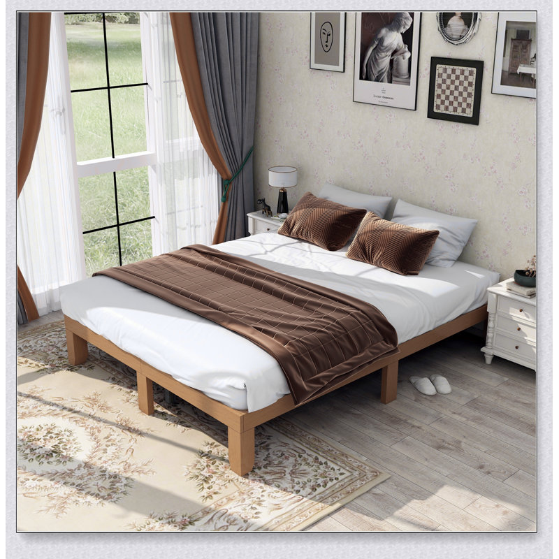 Structure de lit plateforme en bois, aucun sommier requis, support de lattes en bois robuste, assemblage facile