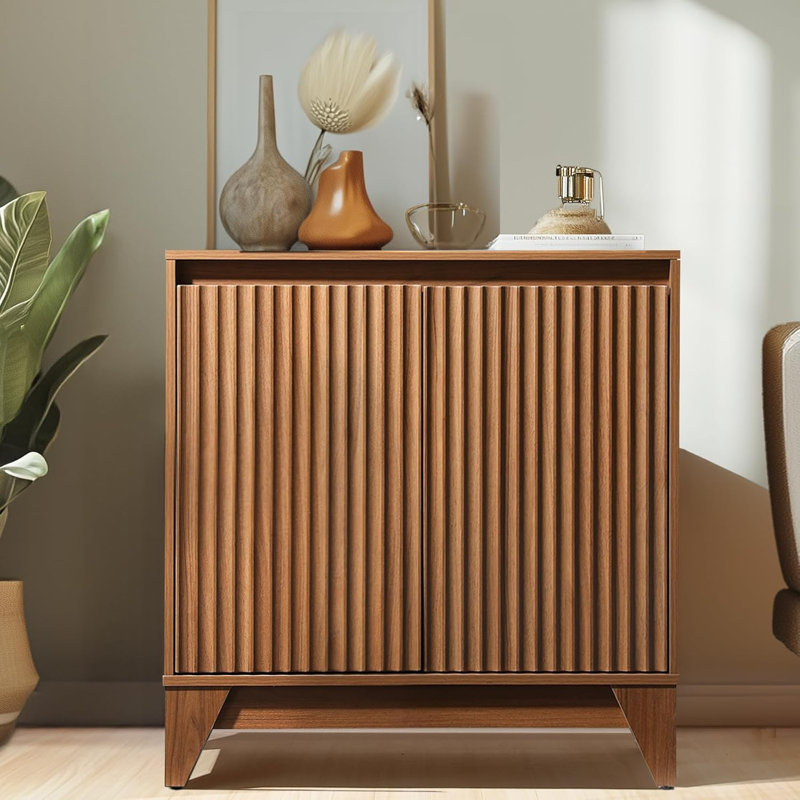 Dejesus 32.4" H 2-Door Accent Cabinet with Adjustable Shelf, Light Walnut