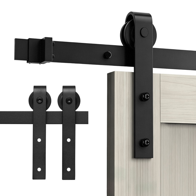 Ensemble de quincaillerie pour porte de grange coulissante standard rustique de 1,5 m (5 pi) à un seul rail, 60 in.