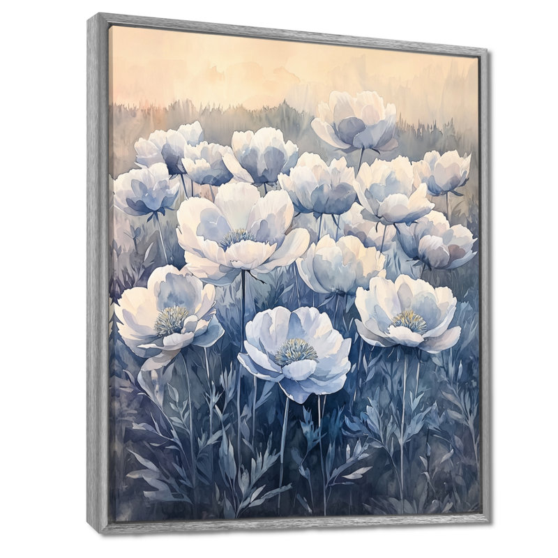 Keppler - Floral Canvas Prints, Argent argent, Reproduction encadrée sans passe-partout, H 32 po x l 16 po