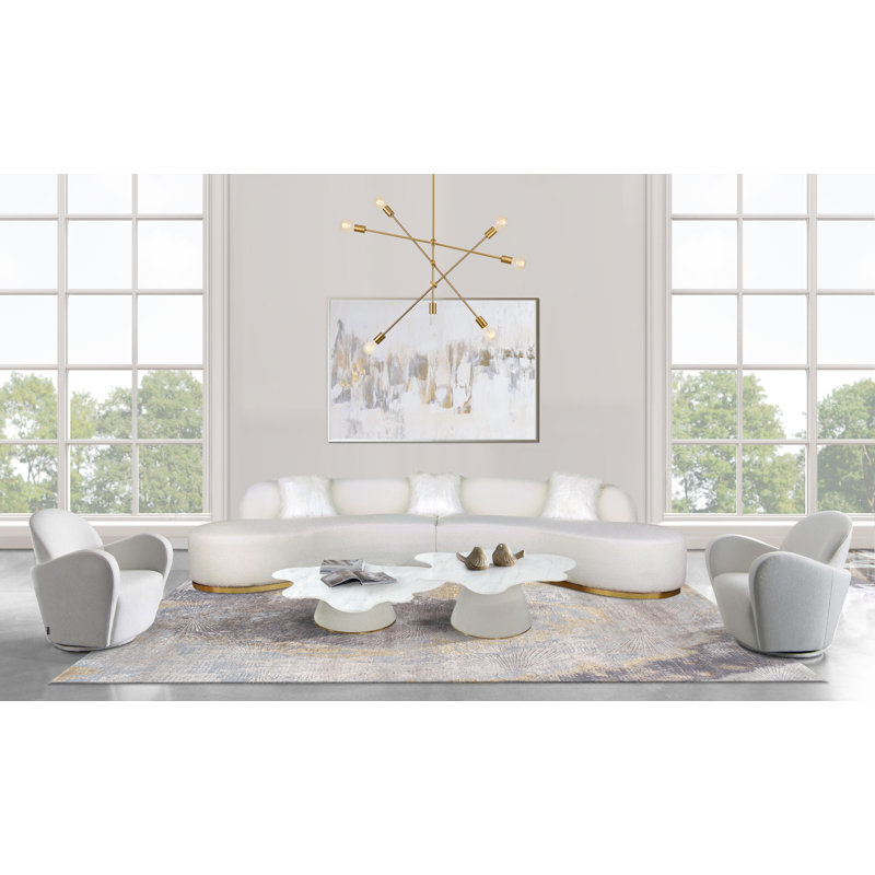 Serena Marble Coffee Table, Ivory, 15.4" H x 39.4" L x 47.2" W