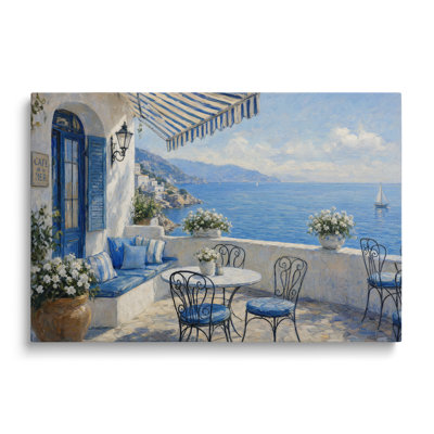 Reproduction sur toile d'une vue côtière de Santorin - 40 x 60 cm