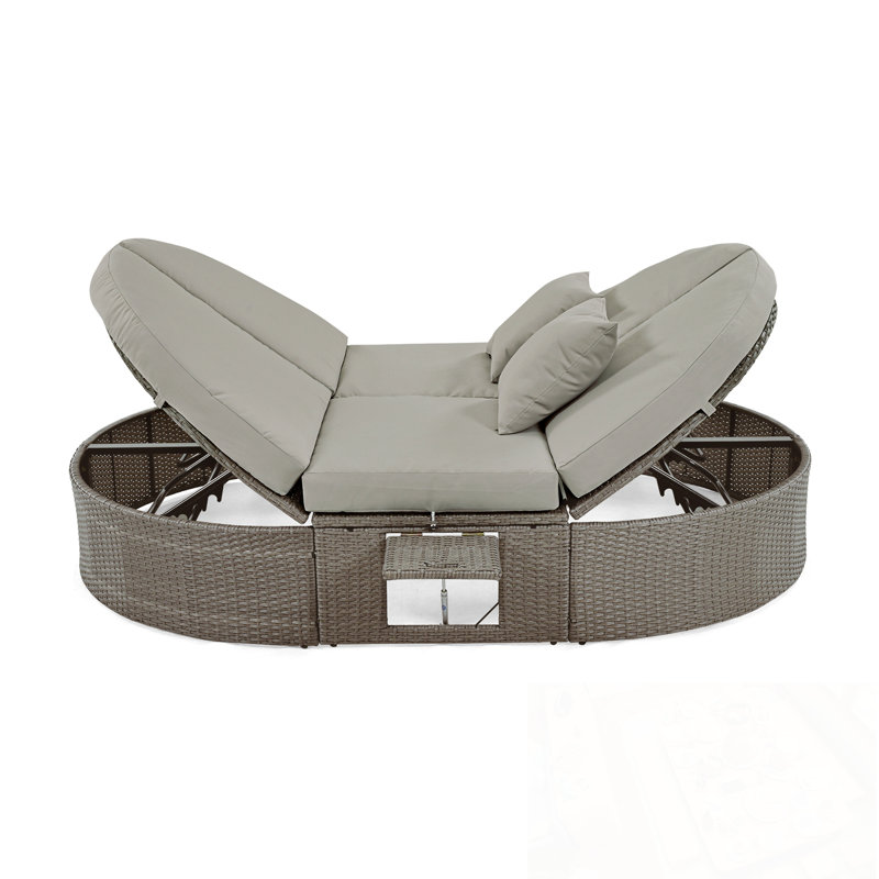 Chaise longue avec coussins et coussins, Gris