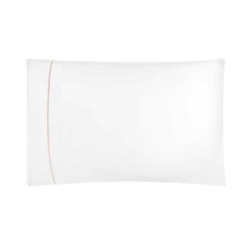 Classic Hotel Pillow Case, King, White/Taupe