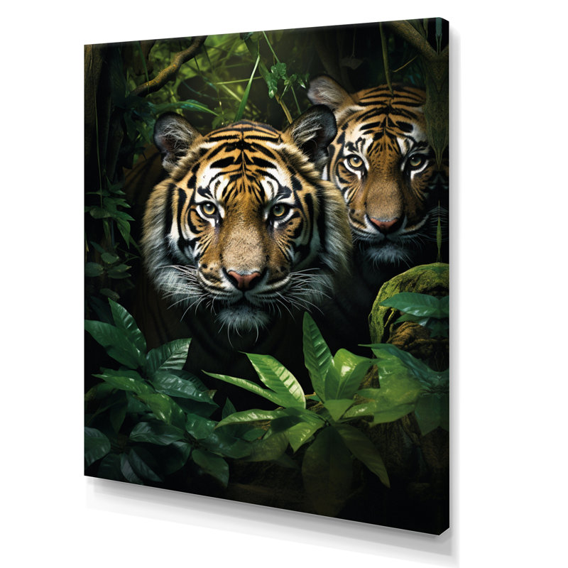 «Asian Art Tigers in Jungle I», reproduction sur toile, H 20 po x l 12 po x P 1 po, Toile tendue