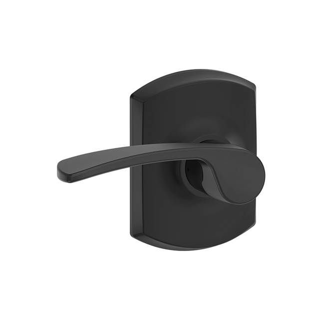 Merano Lever with Greenwich Trim Hall and Closet Lock, Matte Black