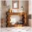 Geometric Block Stacked Wood Console Table