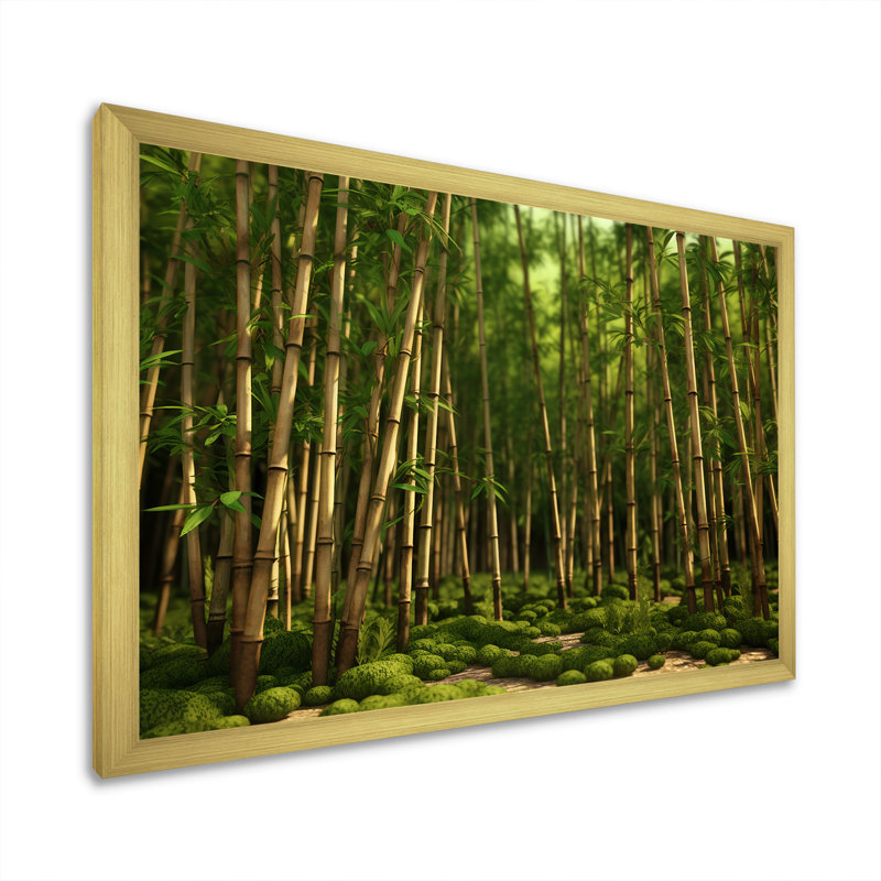 " Dynamic Light Bamboo Grove ", Gold Picture Framed, 12" H x 20" W x 1" D