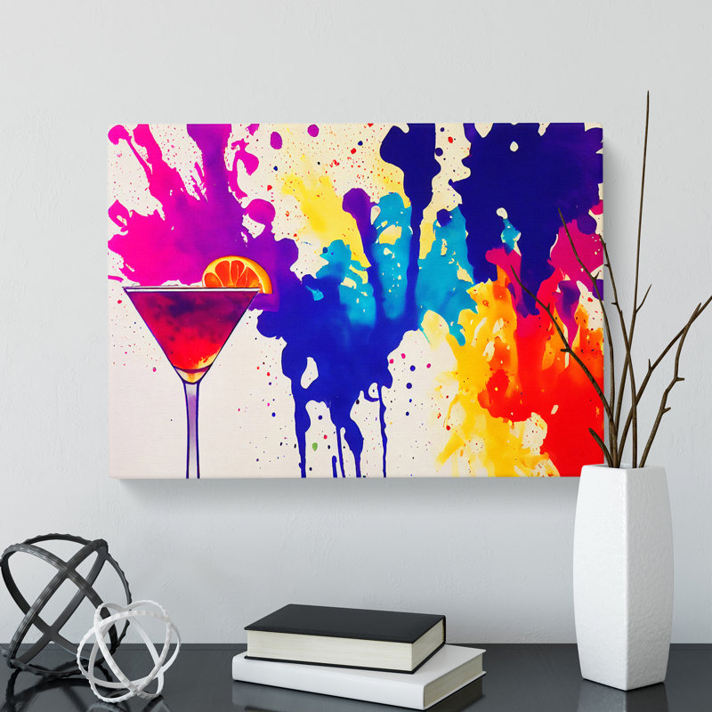 Cocktail Paint Splash Vol.1 Abstract - Wrapped Canvas Painting, 35cm H x 50cm W x 3cm D