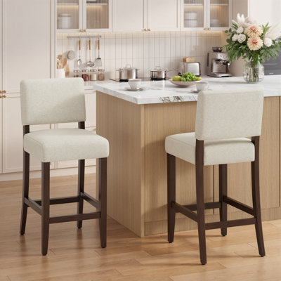 Upholstered Bar Stool with Solid Wood Frame