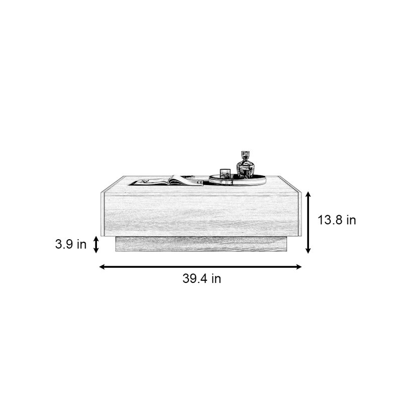 Table basse créative minimaliste carrée, H 13,8 po x L 39,4 po x l 39,4 po, Noir, noir, noir, noir, Noir, noir, noir, noir