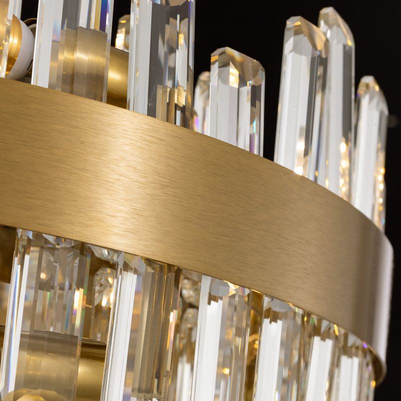 Xzavious 12 - Light Dimmable Round  Crystal Hanging Light Modern Chandeliers, 10" H x 24" W x 24" D, Gold