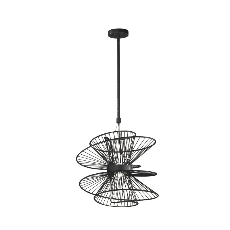 Luminaire suspendu unique à 2 lumières DEL Kemi, Noir, H 19,75 po x l 20 po x P 20 po