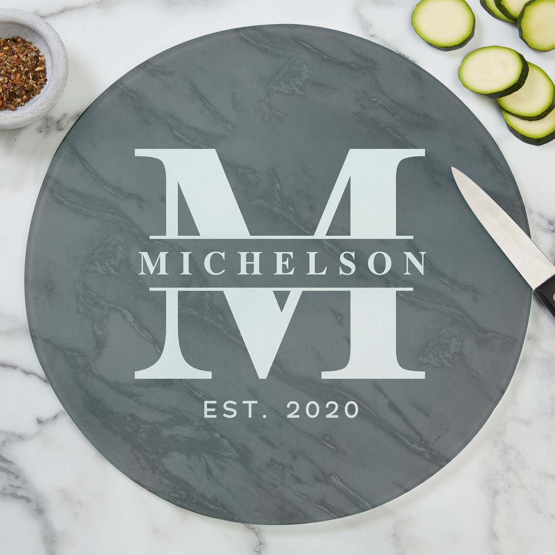 Lavish Last Name Personalized Round Glass Cutting Board Personalization Mall 