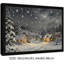 Art mural rétro noir, village de Noël classique, charmante nuit enneigée, paysage d'hiver, impressions encadrées-1891217525