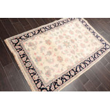 Tapis unique en laine noué à la main ivoire / noir 4 pi 1 po x 6 pi Acuff