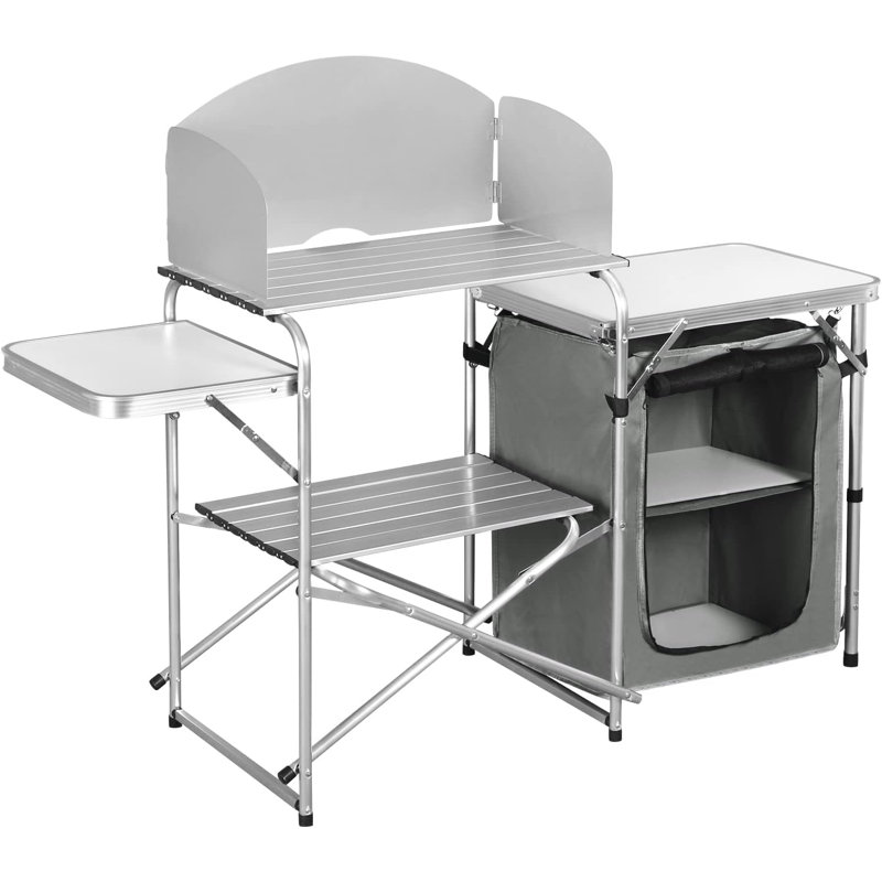 Washta Rectangular Wood Metal Folding Outdoor Camping Table , cm W 48cm cm D, White/Grey
