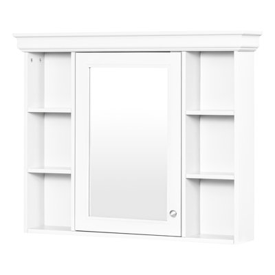 35.51'' * 7.27'' 27.92'' White Luxury Wall Mounted Bathroom Storage, Versatile High - Quality , Adjustable Shelves, Soft Close Hinges, Height Shelf, Silver Metal Handle, Modern Mirror Cabinet,