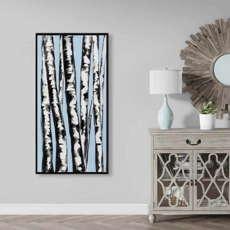 Pastel birches - 24"x48" Framed canvas