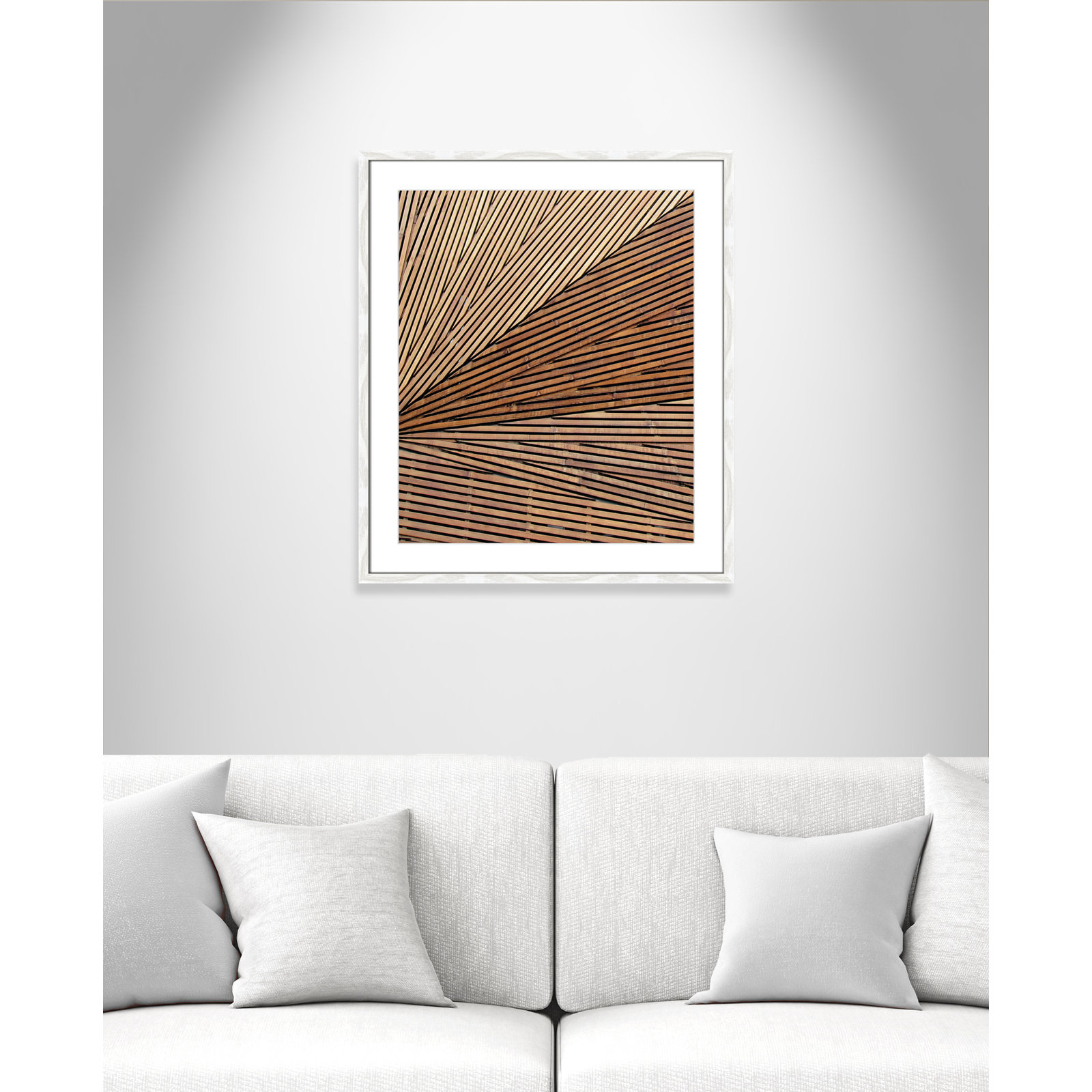 Fayette "Geometric Wood Panel 1" Print, 25.5" H x 21.5" W x 0.75" D, White Wood Grain