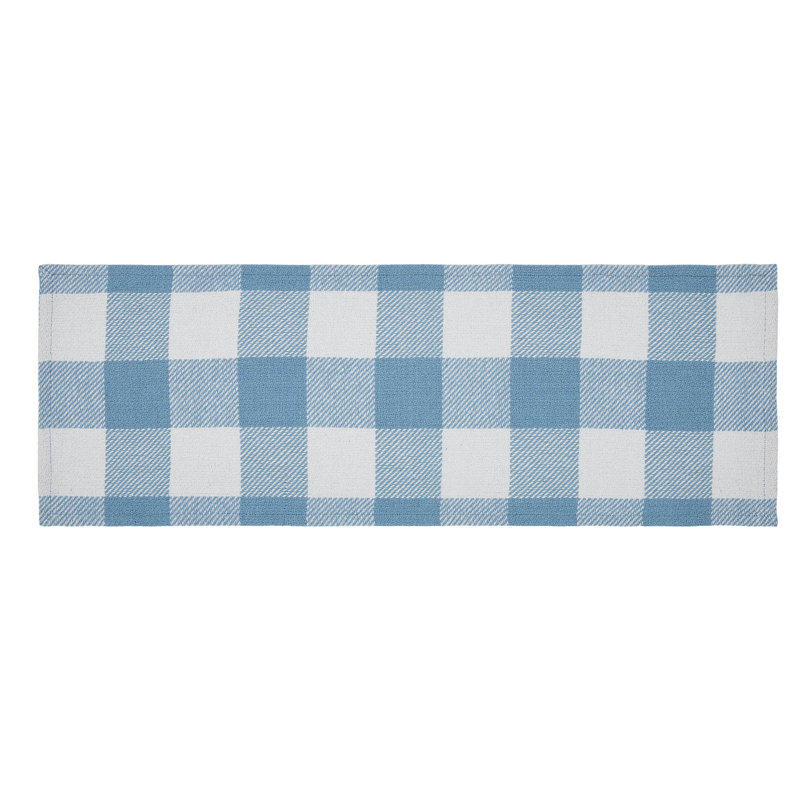 Linge de table à carreaux Annie Buffalo, 36 po x 12 po, Bleu / blanc