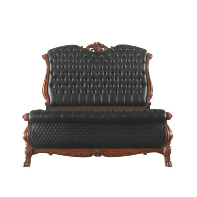 Adison Cherry Oak Vegan Leather Sleigh Bed