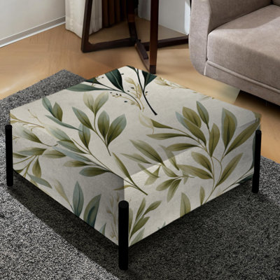 Grand repose-pieds carré Trantsil Leaves Plants
