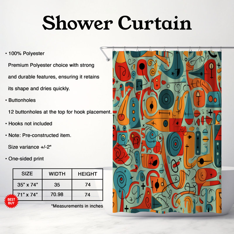 Rideau de douche Iardella, H 74 po x l 71 po