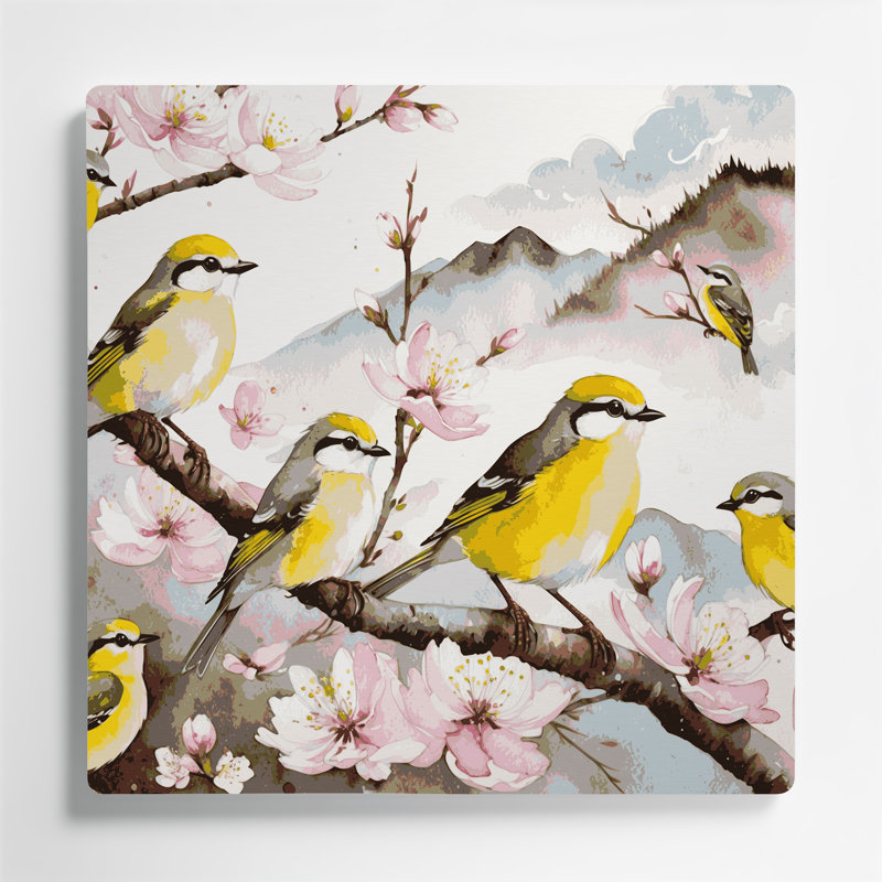Oiseaux japonais, H 144 po x l 144 po x P 0,05 po