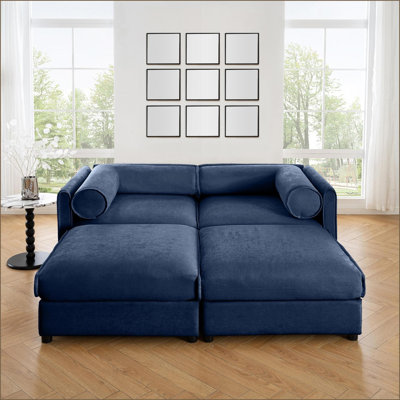 Sofas: Modern Snow White Chenille 2-Seater Loveseat with Storage Ottoman &amp; Cylindrical Back | Chenille | Snow White