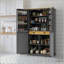 Grande armoire de rangement autoportante haute avec 2 tiroirs, 2 tablettes réglables, 8 tablettes de porte pour la cuisine, la salle à manger-2024371639