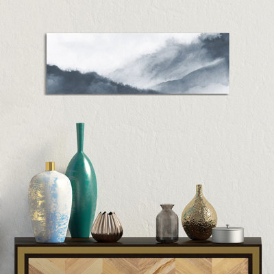 «Misty Mountains In Grey Watercolor», giclée sur toile tendue