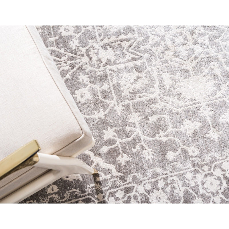 Tapis gris à motif géométrique Maglione, Rectangle 4 pi x 6 pi