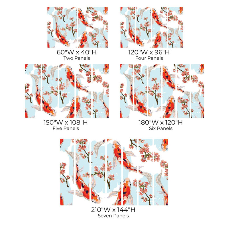 Murale pelez et collez de qualité supérieure - Koi Fish Bloom, L 96 po x l 120 po