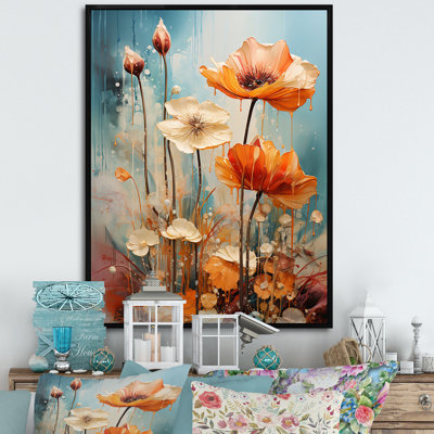 Peach Wonderland Flower Garden I - Fleurs, impressions sur toile