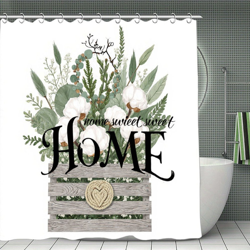 Rideaux de douche en coton et verdure, 71 x 71