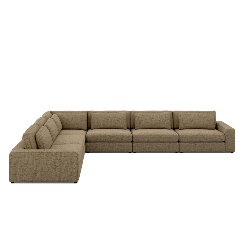 Aileen Upholstered L-Shaped Corner Sectional with Ottoman, 31.5" H x 171.5" W x 132" D, Right Hand Facing