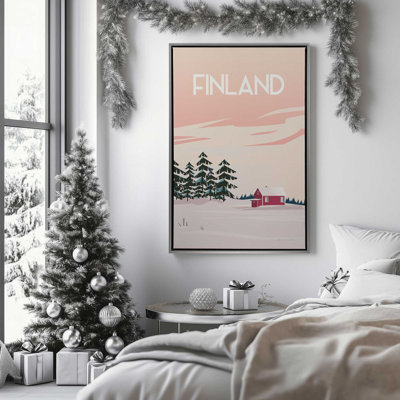 Reproduction d'affiche sur toile dans un cadre en chrome poli