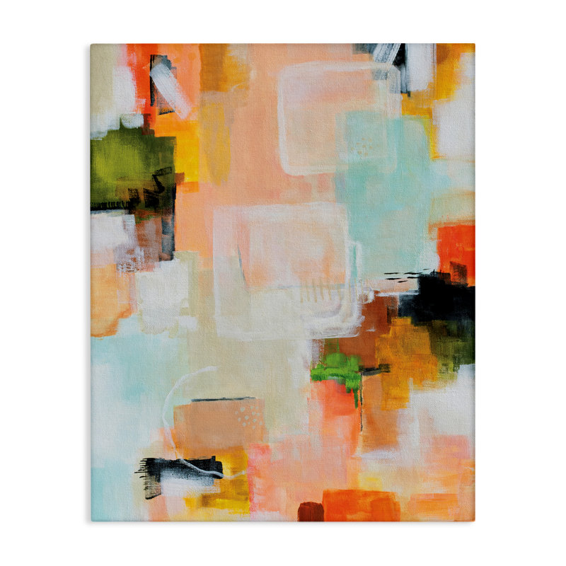 Toile abstraite déconstruite, design par Katherine Irvin, H 30 po x l 24 po