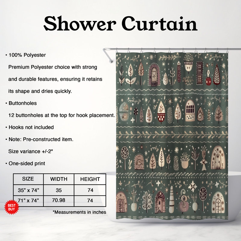 Œuvre polaire d'hiver - Rideau de douche de qualité supérieure, H 74 po x l 71 po
