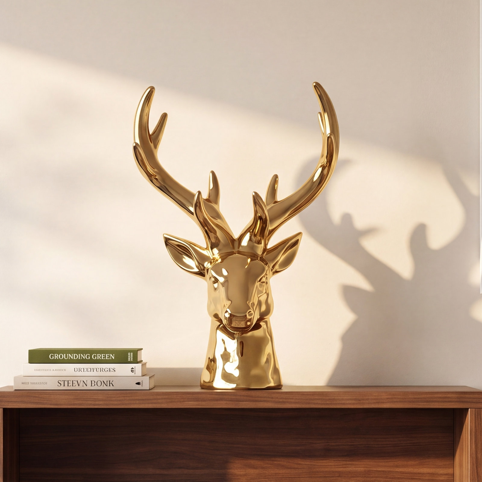 Haldane Ceramic Stag Head Figurine, Gold