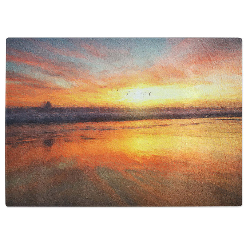 Tempered Glass Sunset over San Diego Beach Chopping Board, 28.5 cm W x 20 cm L