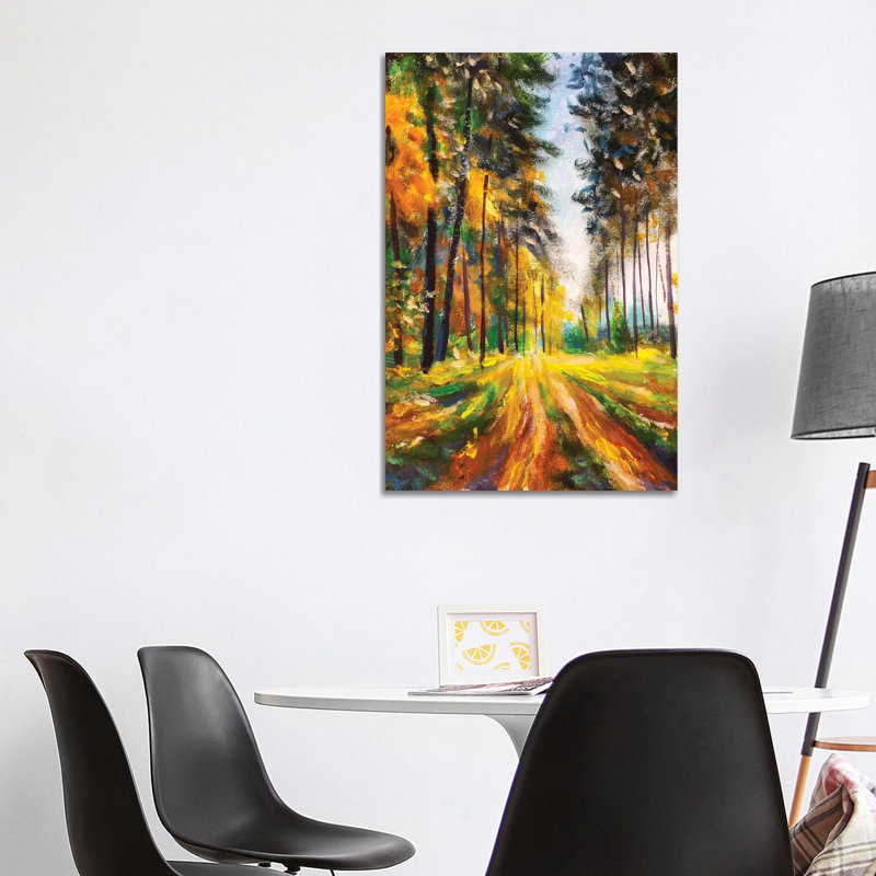 Autumn Spring Forest In Morning Sunlight by Valery Rybakow - Painting on Canvas, Wrapped Canvas
