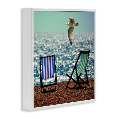 Stupell Industries Glorious Flight Beach Chairs Framed Giclee, Design By Marcus Prime In Blue