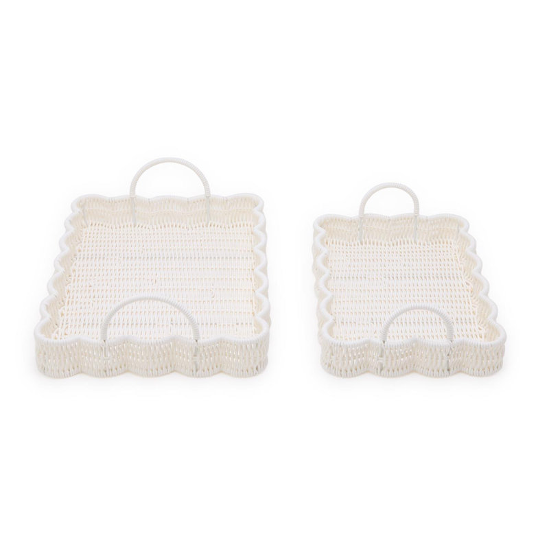 Ensemble de 2 plateaux rectangulaires en osier 4,5 po