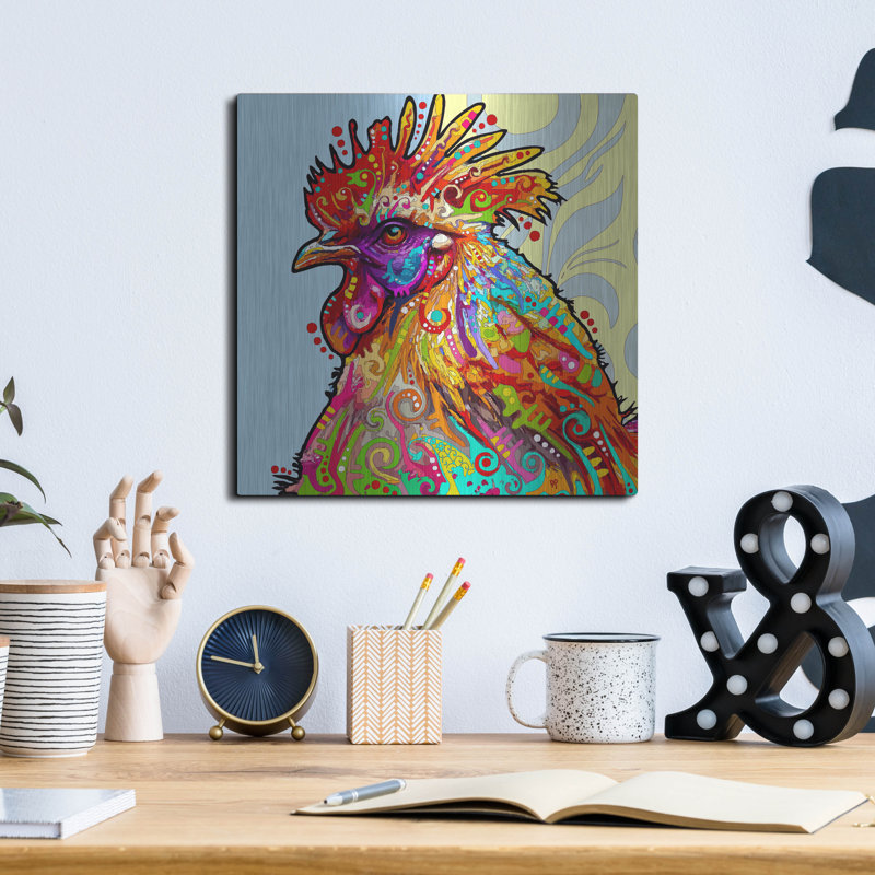 «Attentive Chicken» par Dean Russo, H 12 po x l 12 po