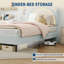 Lit plateforme simple pour enfant avec tête de lit ajustable et lumières DEL, conception tapissée d'ours, bleu-6369233-6369247