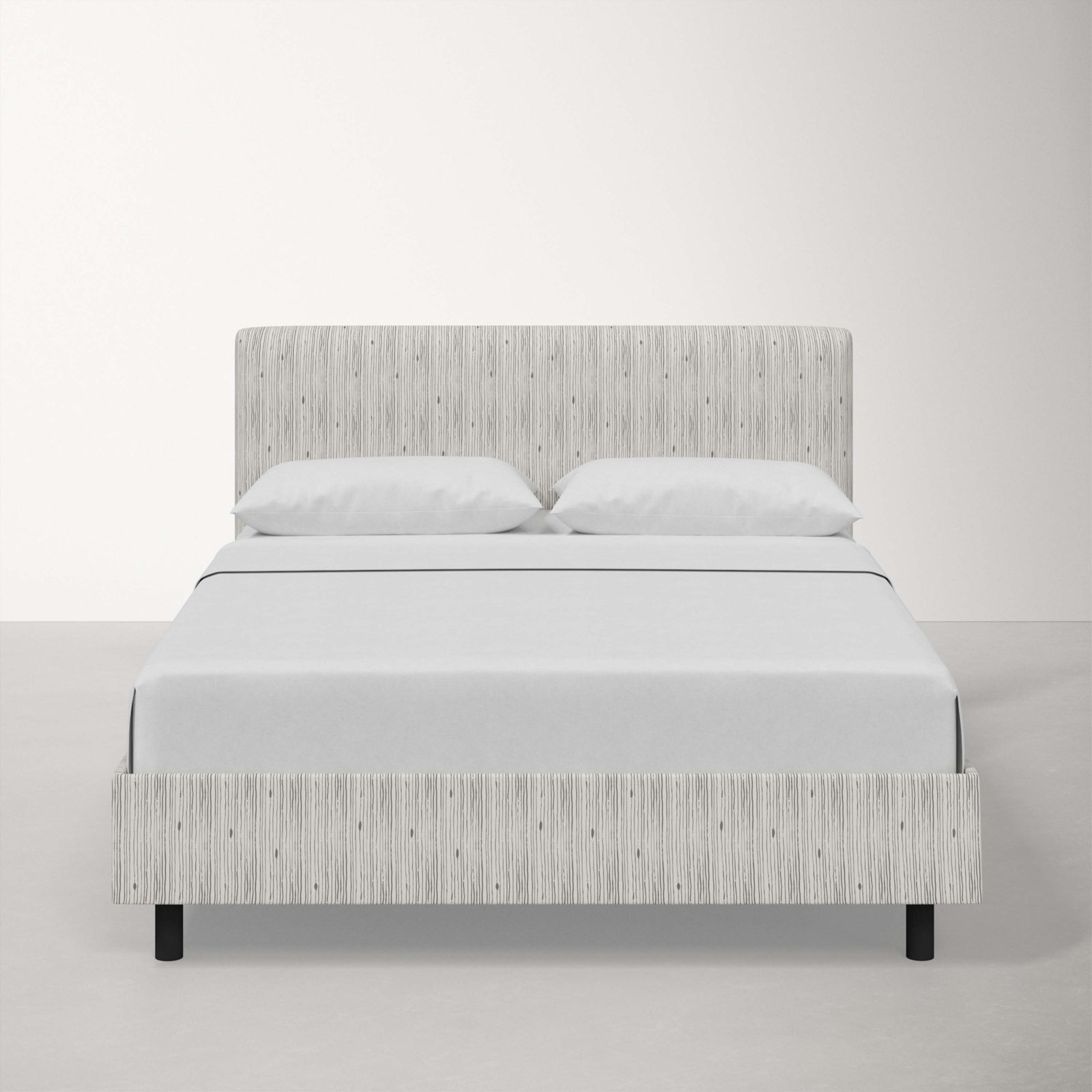 Eisley Cotton Upholstered Bed, King, Shibori Stripe Grey